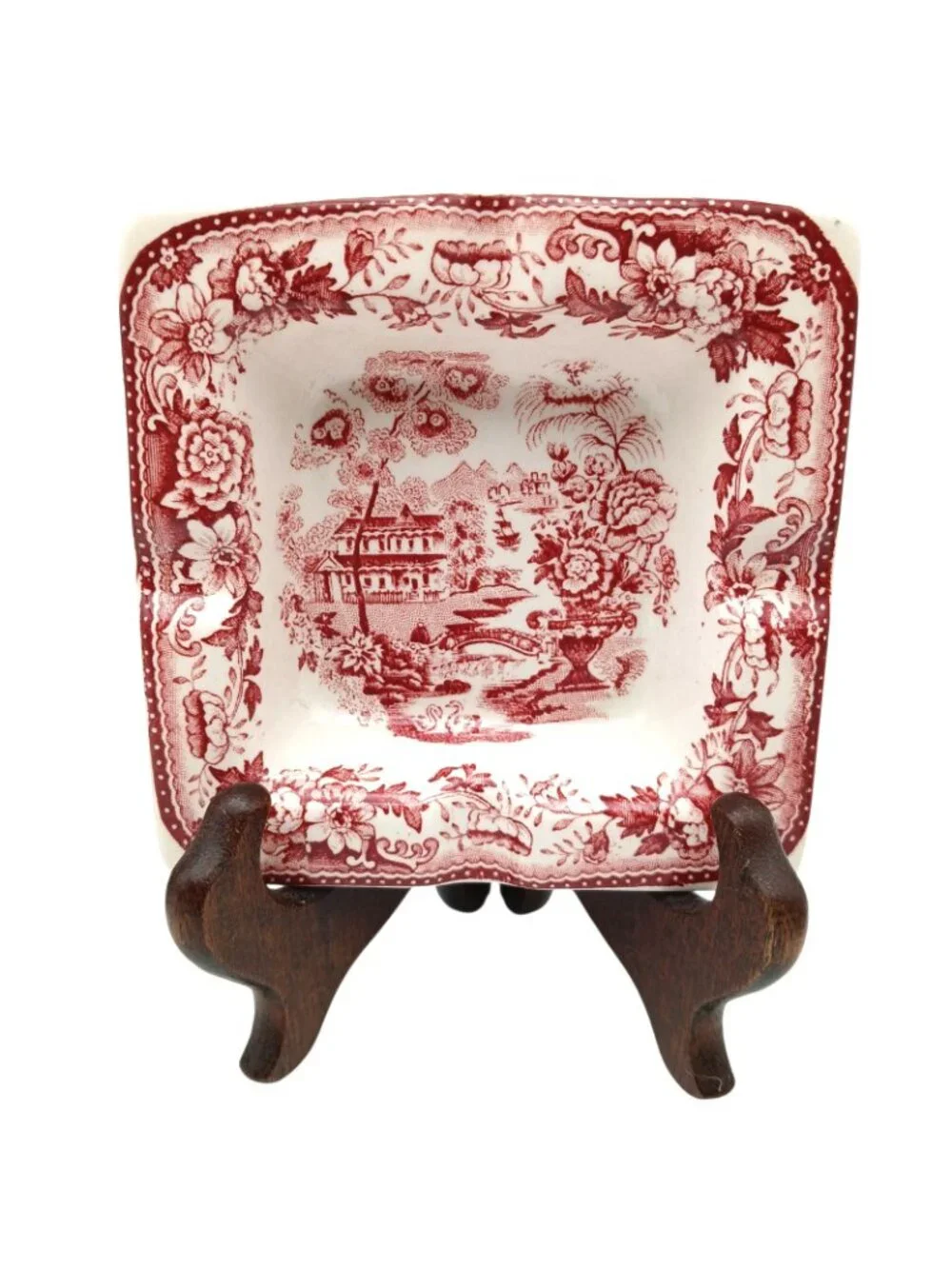 Clarice Cliff Tonquin Pair Ashtrays Red Transferware 4 Inch England